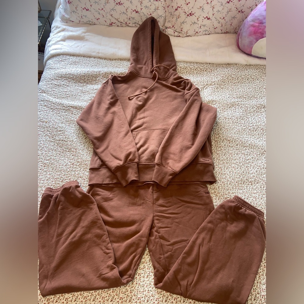 TNA brown matching sweatsuit terry fleece